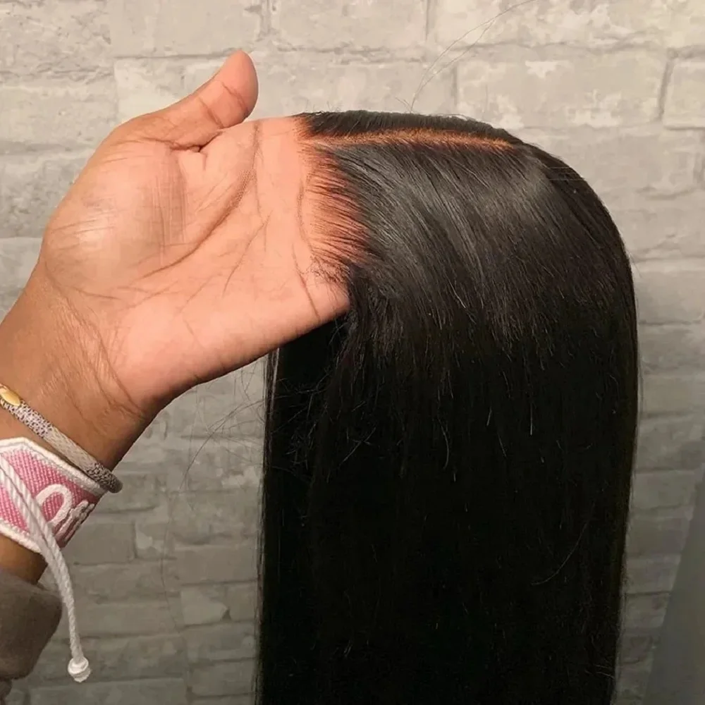 200 Density 7x6 HD Full Closure Lace Perücken für schwarze Frauen, 44-46 Zoll, sofort tragbar, verbesserte, kleberfreie, glatte Echthaarperücken