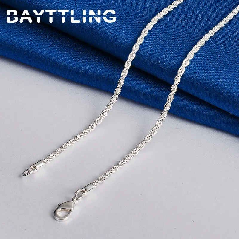 925 Sterling Silver 16-30 Inches 3MM Rope Chain Necklace Men Women Hip Hop Fashion Wedding Engagement Jewelry Party Favors