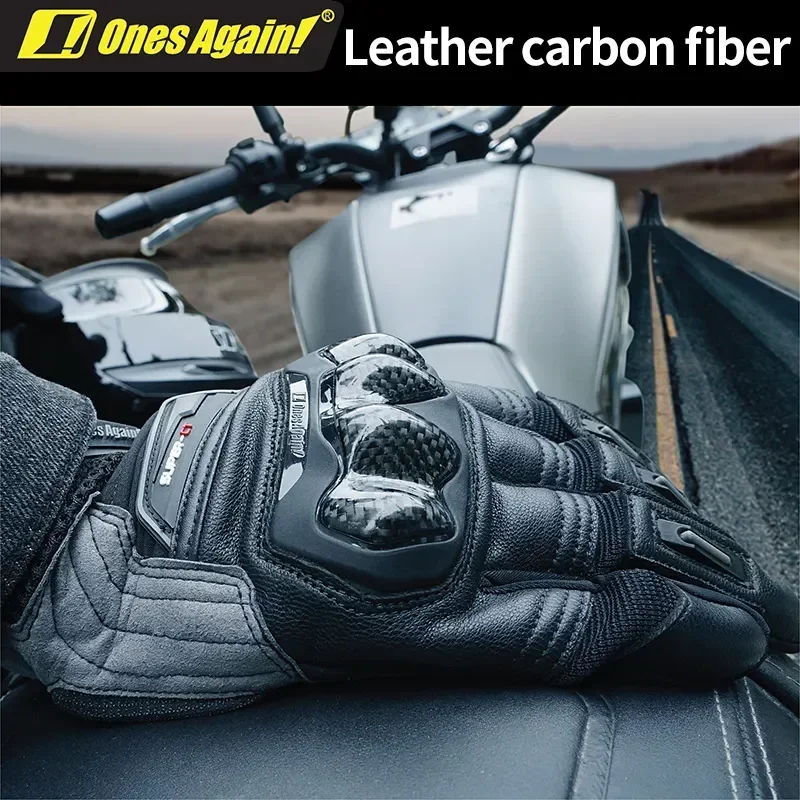 Summer Men's Leather Motorcycle Motocross Gloves Equipment Rider Anti-fall Carbon Fiber Riding Cycling Gloves Guantes Moto Items