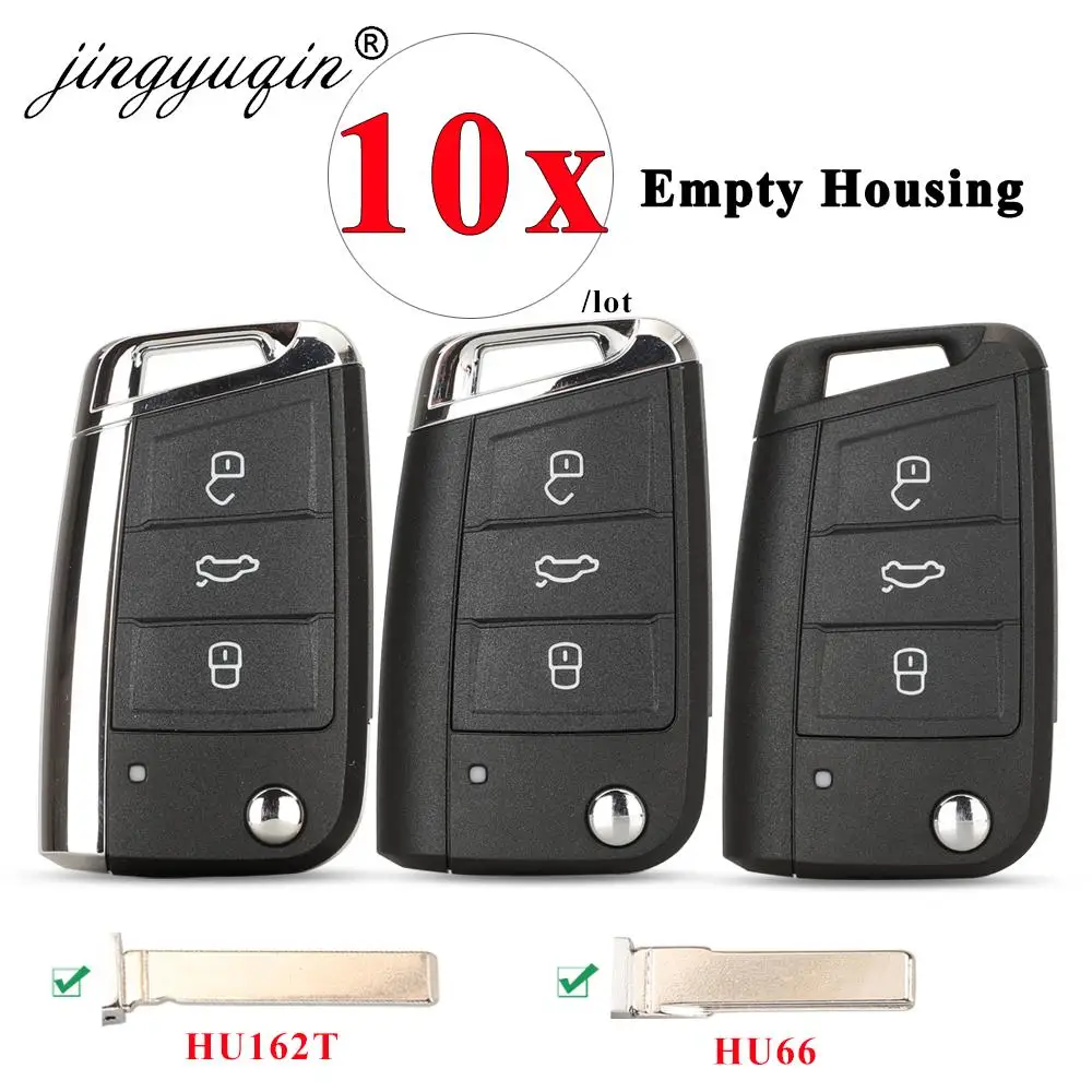 Jingyuqin 10 Uds 3 botones plegable, abatible funda para mando a distancia de coche caso Fob para VW Golf 7 GTI MK7 Skoda Octavia A7 asiento