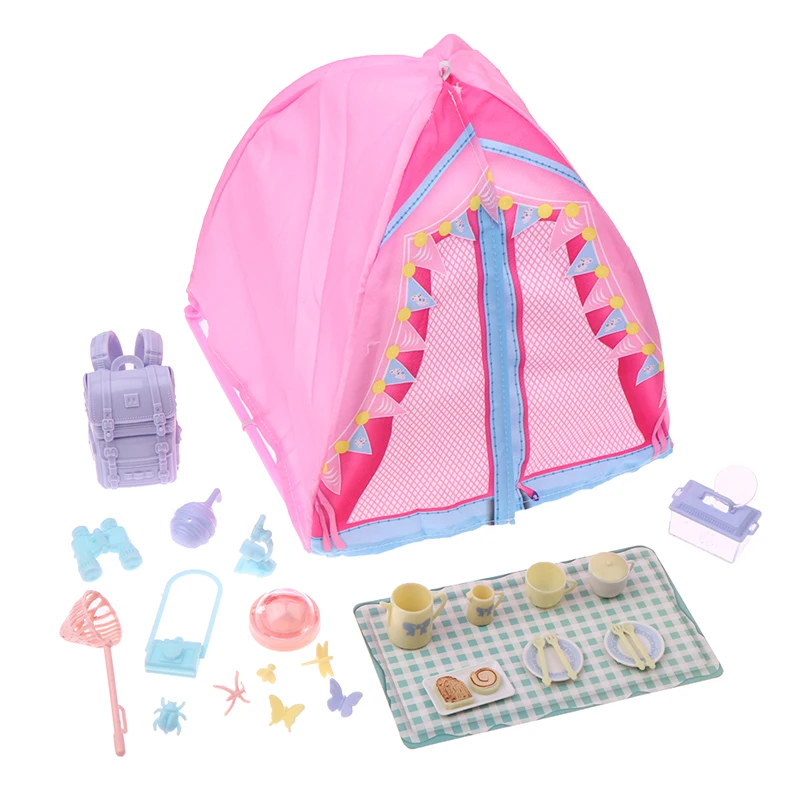 1:12 Poppenhuis Gesimuleerde Tent Camping Kit Poppenhuis Outdoor Picknick Camping Decoratie Micro Scène Foto Props Fantasiespel Speelgoed