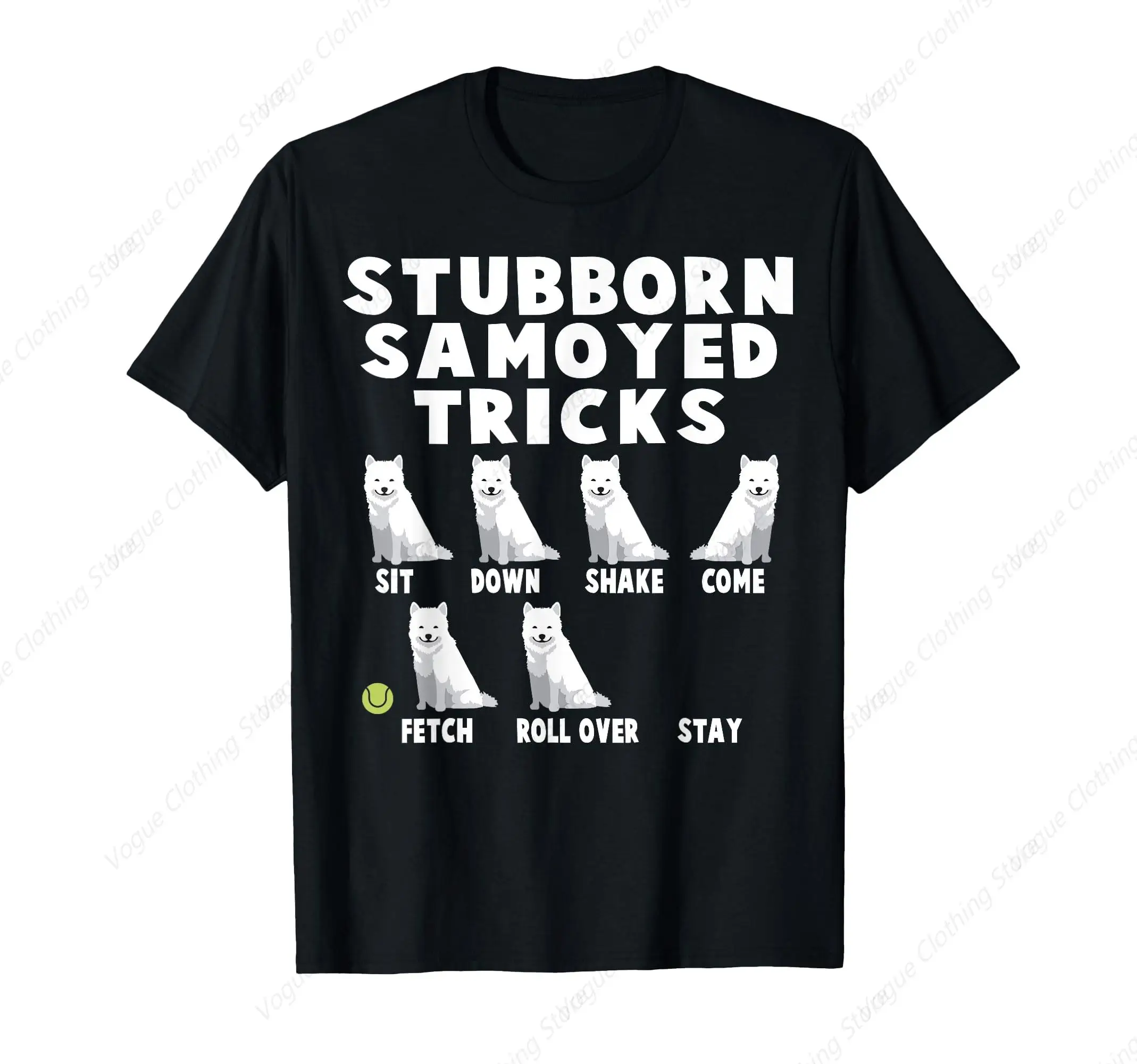 Cute Stubborn Samoyed Tricks T-Shirt For Samoyed Owners Comfortable Soft Short Sleeves Cotton Clothing Outdoor Leisure Daily Tee