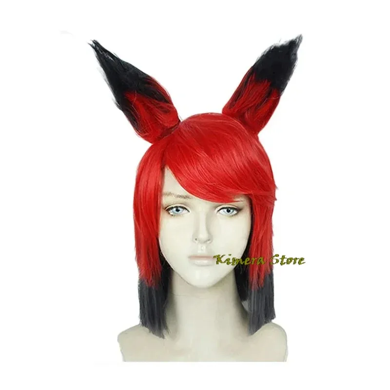 Qq38New Hazbin Hotel ALASTOR pelucas de Cosplay accesorios para el cabello con gafas Halloween carnaval accesorios de disfraces de Navidad