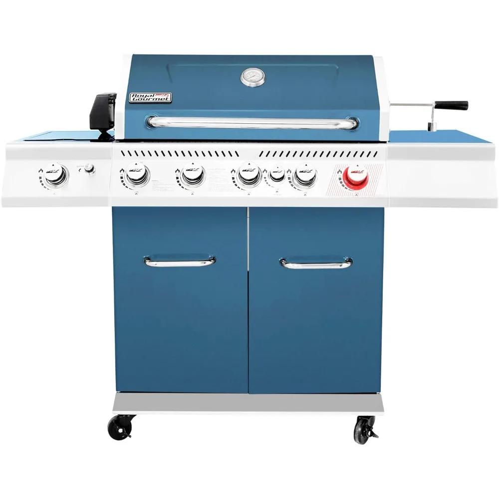 

Royal Gourmet GA5403B 5-Burner BBQ Cabinet Style Propane Gas Grill with Rotisserie Kit, Sear Burner, Rear Burner and Side