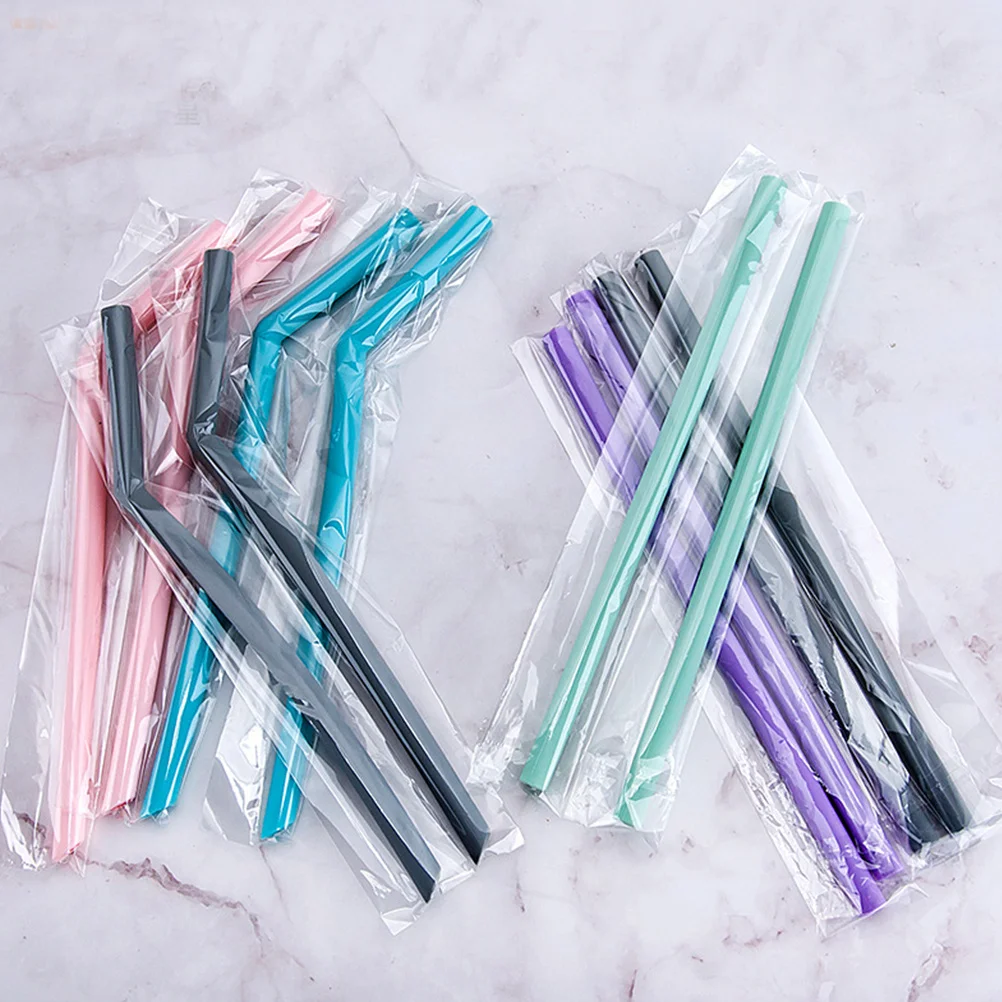 

4Pcs Silicone Drinking Straws Reusable Colorful Foldable Soft Food Grade for Smoothies Coffee Tea Cocktails Eco Friendly