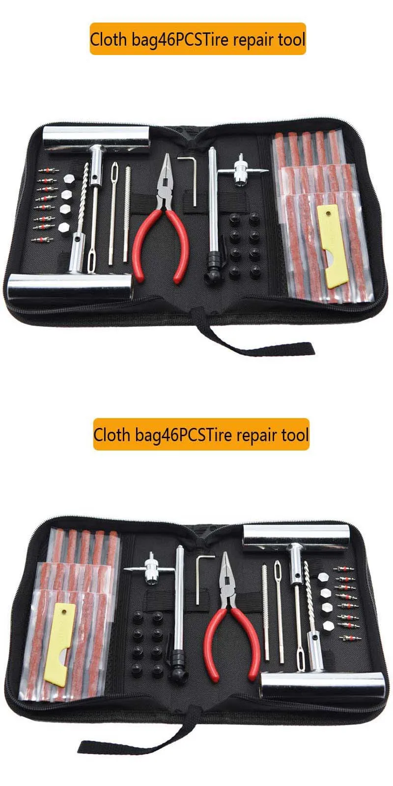 Tyre Repair Kit Puncture Plug Set Auto Bike Tire Repair Car Tire Change Tools Motorcycle Car Accessories 46pcs Studding Set