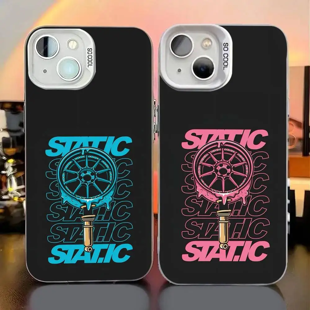 COOL BBS-ES Funda de teléfono retro para iPhone 16 15 14 13 12 11 8 Pro Max Plus plateada colorida