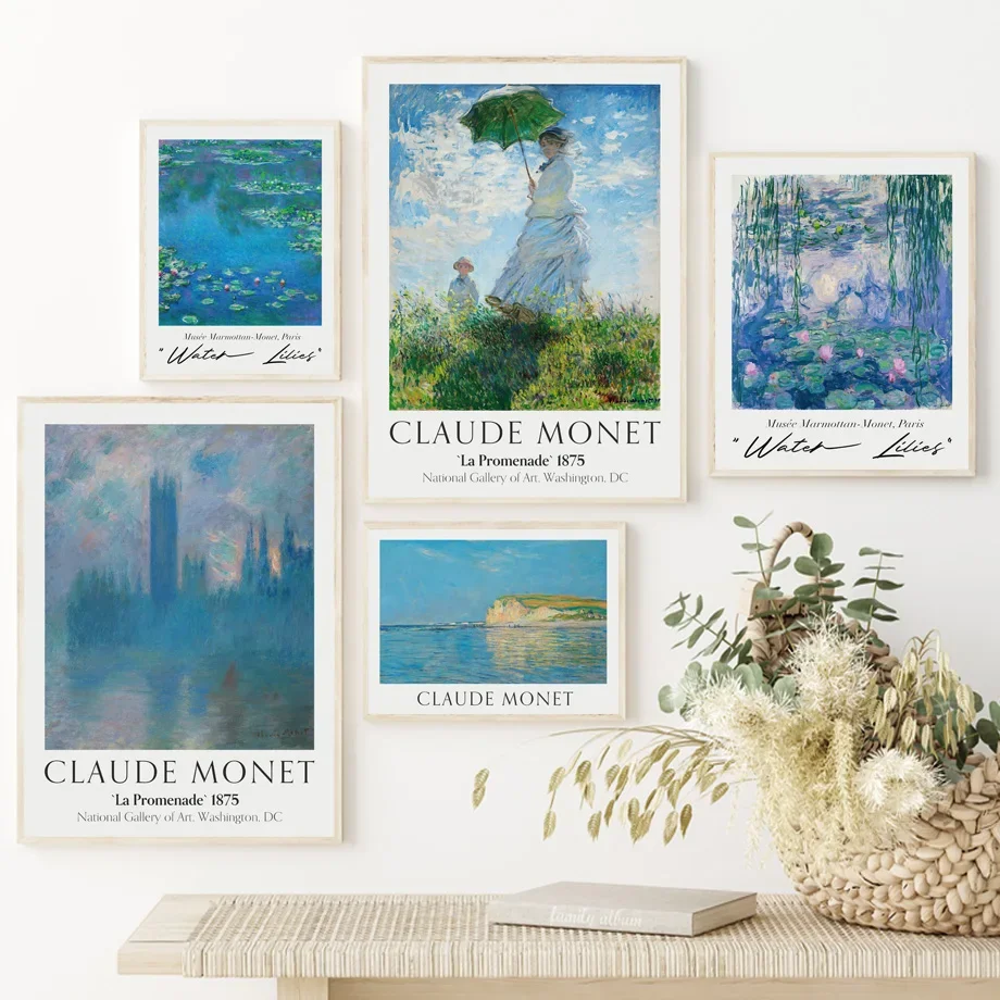 Claude Monet Exhibition Watercolor Canvas PaintingWall Art  Nordic Posters And Prints Wall Pictures For Living Room Retro Decor