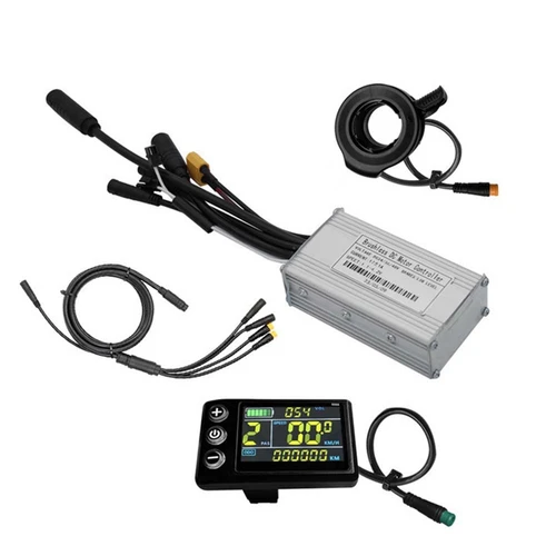 Controlador de bicicleta eléctrica de tres modos 17A 24V/36V/48V con pantalla LCD a Color S866 conector impermeable 350W piezas de conversión de Motor