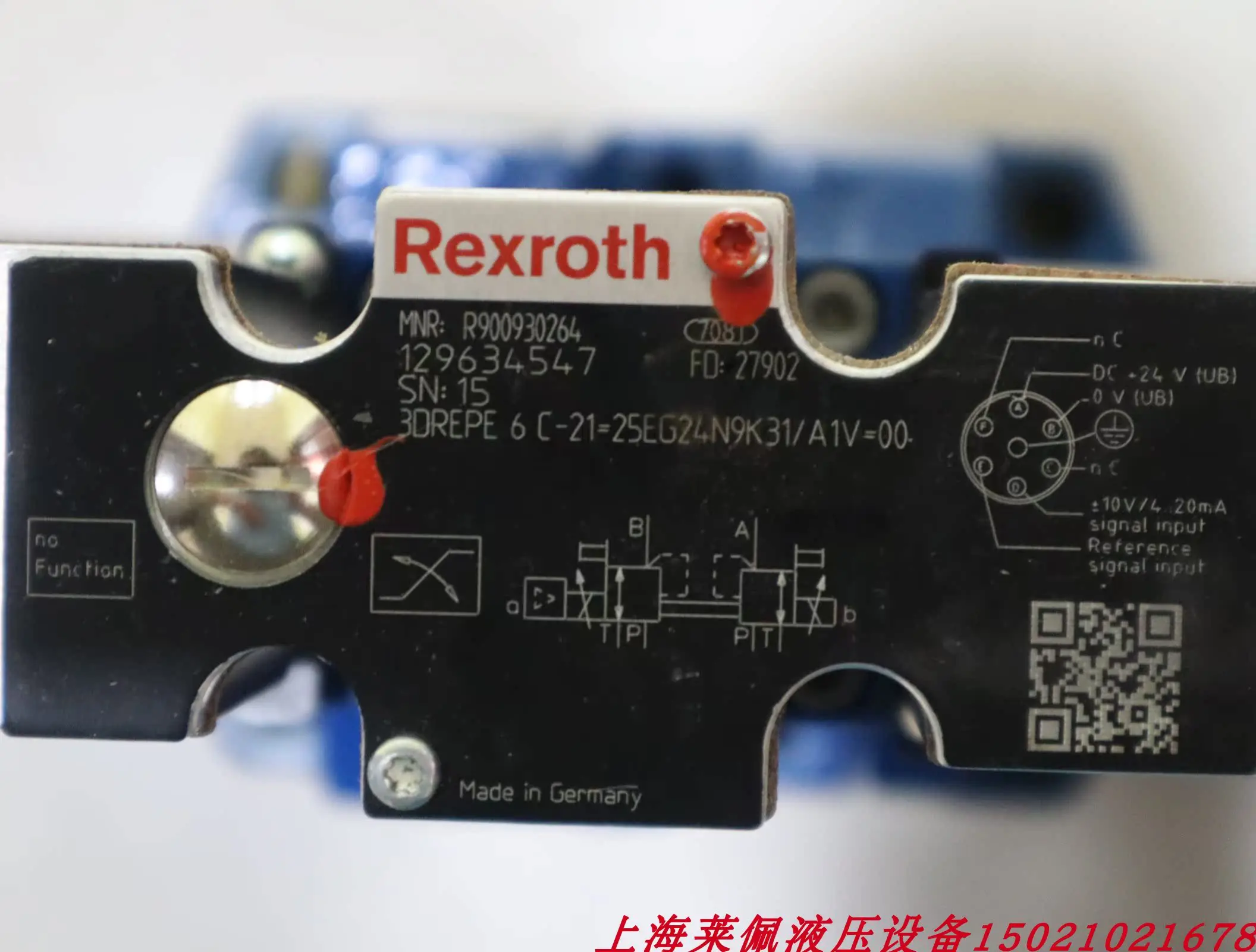 

3DREPE6C-21=25EG24N9K31/A1V = 00 R900930264 Rexroth REXROTH Proportional Valve