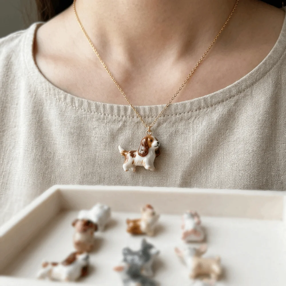 Shih Tzu Fashion Puppy Necklace Pendant Cute Enamel Dog Pendant Creative Animal Beagle Pendant Necklace Accessories