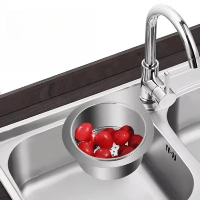 Sink Drain Basket Stainless Steel Kitchen Hanging Storage Drain Rack Dry and Wet Separation Hook Garbage Filter Basket