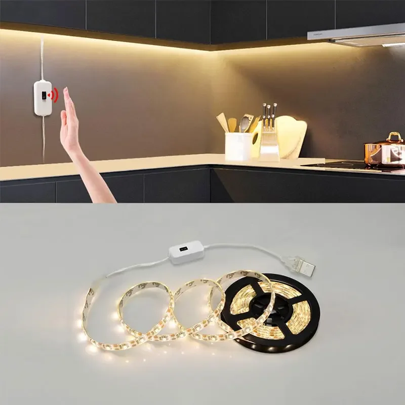 5V USB Motion Sensor LED Strip Light Infrared Hand Sweep Waving On/Off Kitchen Backlight Diode Lights Waterproof for Home