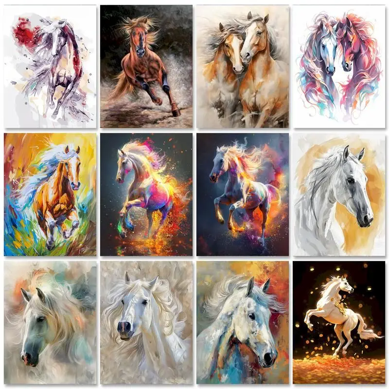 

GATYZTORY Frame Diy Painting By Numbers Kits Horse Animals Wall Art Picture By Numbers For Home Decors Artwork 60x75cm