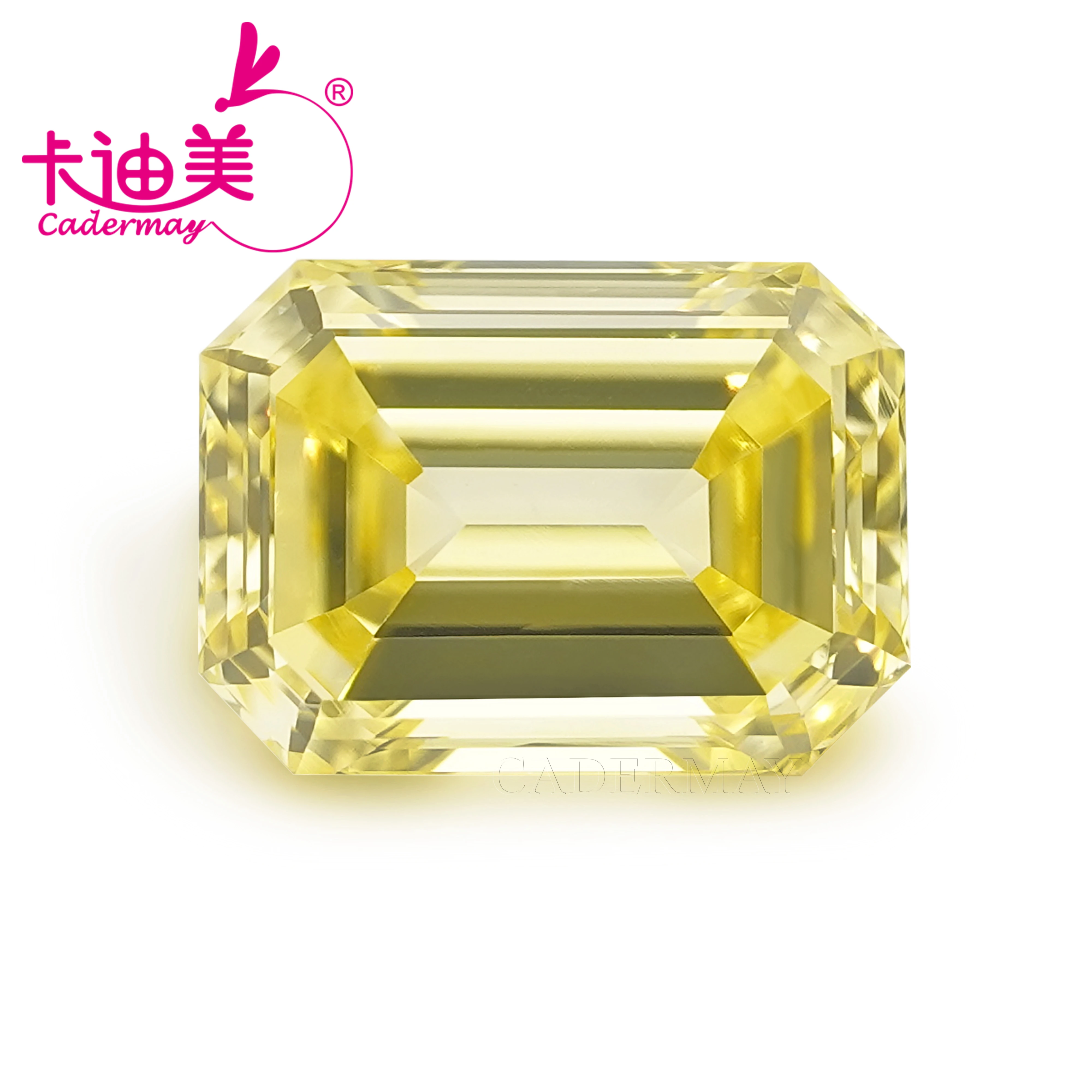 

CADERMAY Emerald Cut Fancy Yellow Color VVS1 Clarity HTHP Lab Grown Diamond 0.537 CT Loose Stone Gemstone For Jewelry Making