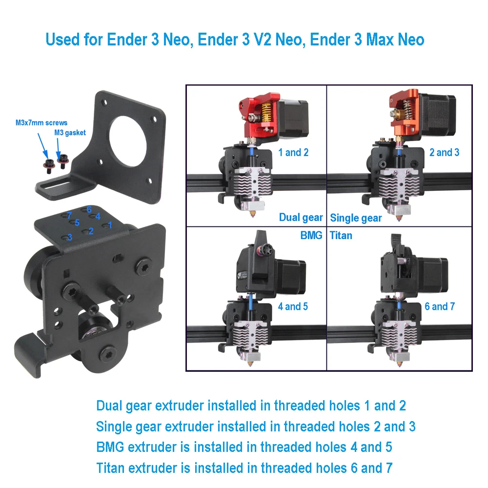 Placa de Kit de actualización de unidad directa Neo, extrusora de doble engranaje para impresora 3D Ender 3 V2 Neo/Ender 3 Neo/Ender 3 Max Neo