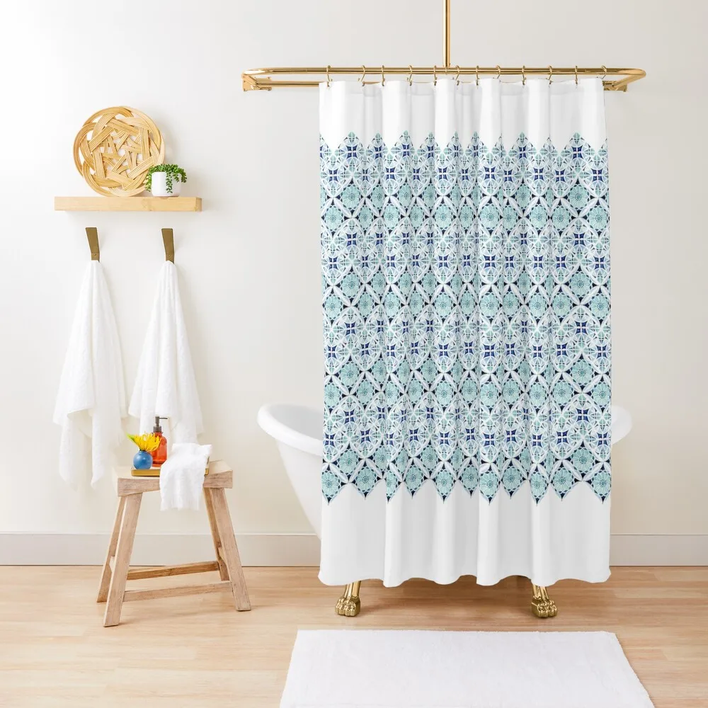 

Moroccan blue tile pattern Shower Curtain Window Bathroom Shower Set Anime Bathroom Shower Bathroom Curtain