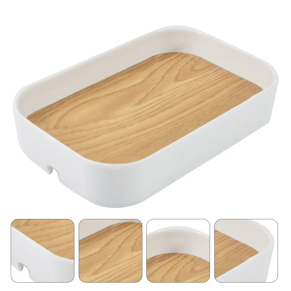 1Pcs Wood Grain Desktop Organizer Box Space Saving Storage Container for Stationery Cosmetics Office Home Use Storage Box