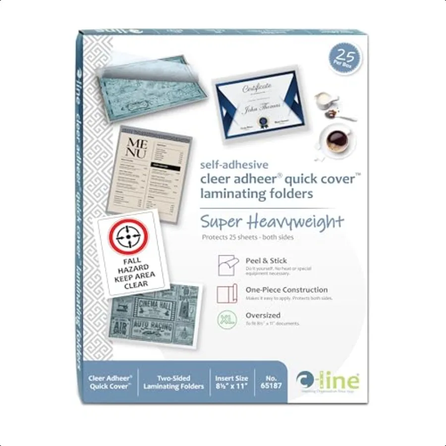 

er Heavyweight Cleer Adheer Quick Cover Laminating Pockets Clear 93 8 x 123 8Inch Box of 25