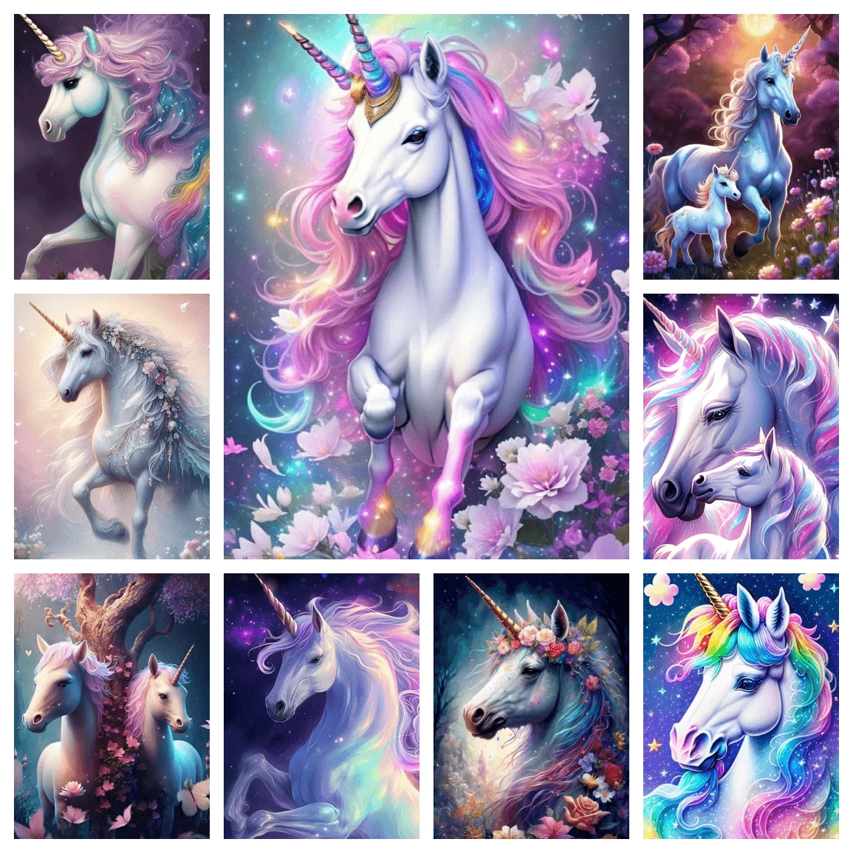 

White Color Fantasy Unicorn AB Diamond Painting New 2024 Animal Jewelry Cross Stitch Art Home Art Home Decor Gift