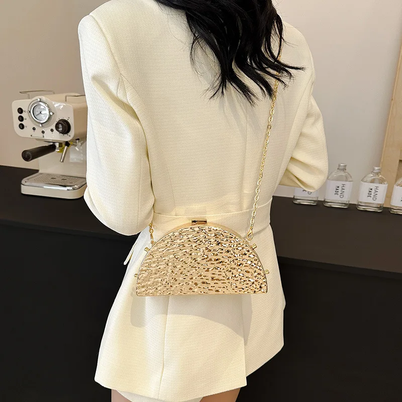 Luxury Golden Evening Bags For Women Wedding Dinner Party Chain Shoulder Cross Body Bag 2024 Designer Purses And Handbags