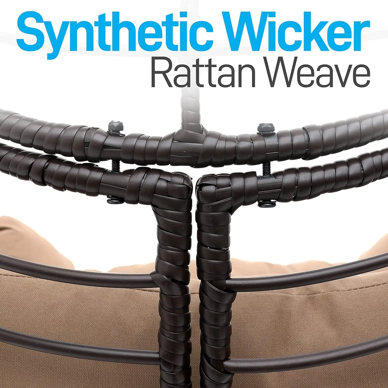 Wicker Rattan pendurado Egg Chair com suporte, lavável Rattan Lounge Chair, Frame de aço, pátio interior e exterior