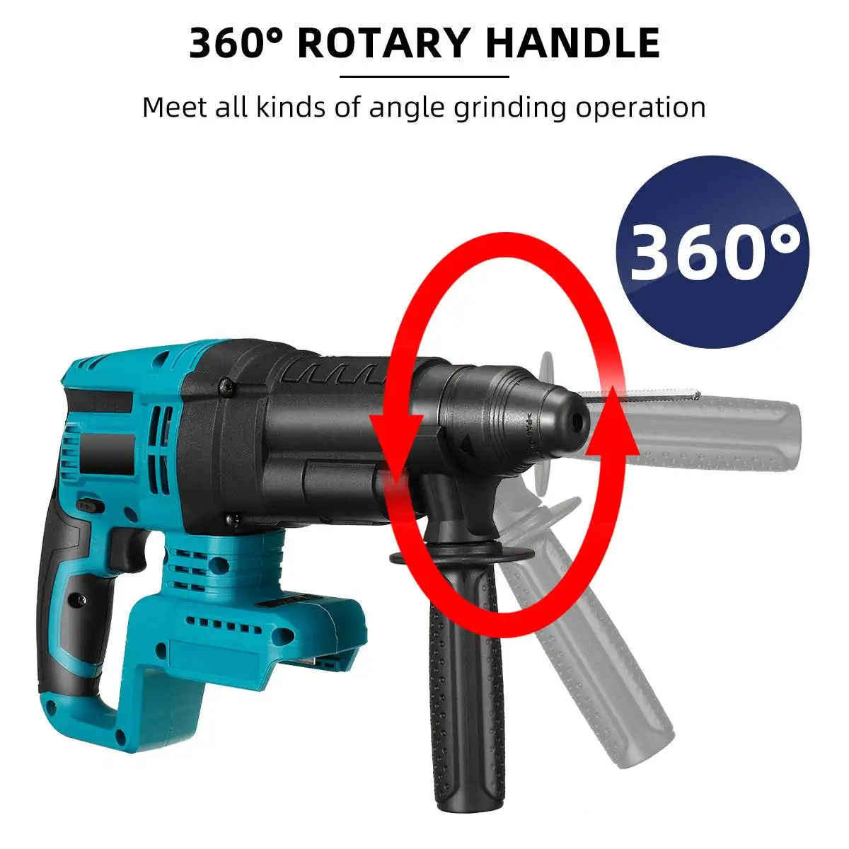 Drillpro 26mm 4 Function Brushless Cordless Electric Rotary Hammer Drill Rechargeable Hammer Impact Drill for 18V Makita Battery