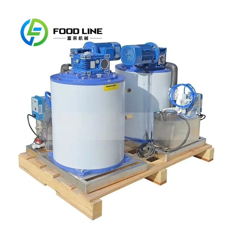 Top Commercial 0.5 Ton 500 KG Flake Ice Machine Evaporator 150KG Ice Storage 220V Air Factory Direct Pump Motor