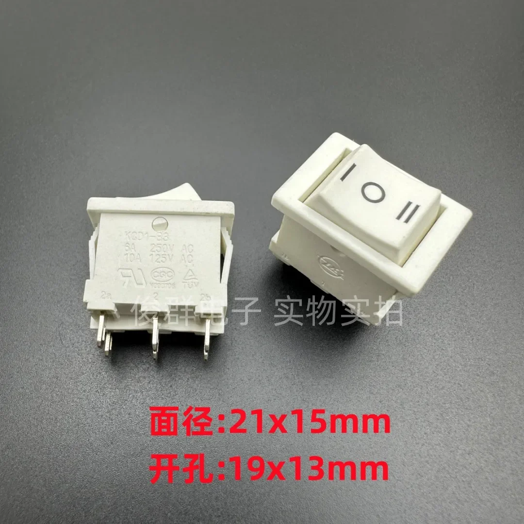 10pcs/ KCD1-B3 rocker rocker switch button 6 feet 3 gear 6A boat power toggle button 21*15
