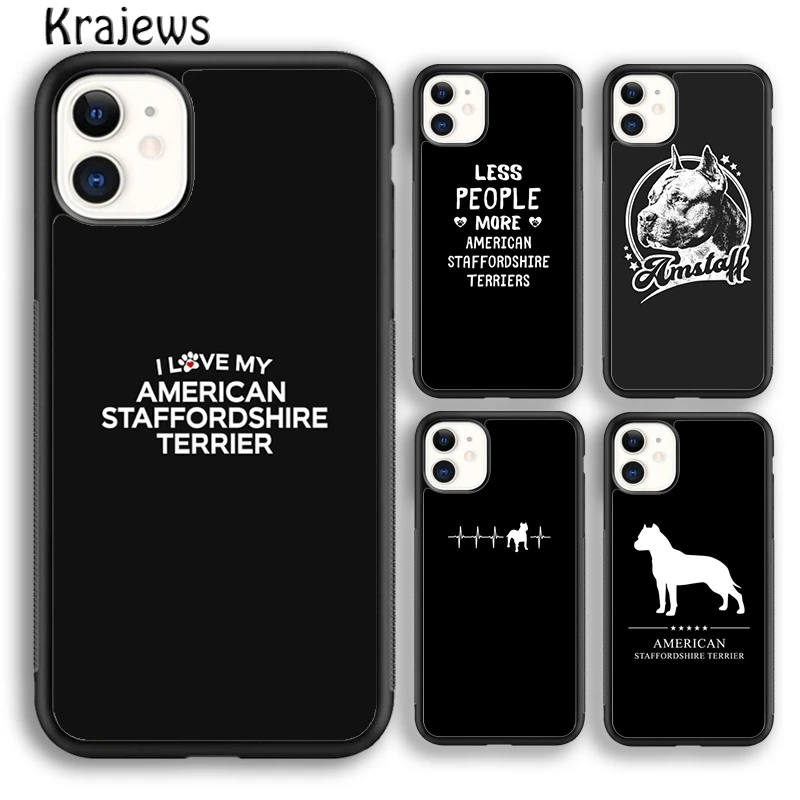 Krajews American Staffordshire Terrier Phone Case For iPhone 16 15 SE2020 14 6 7 8 plus 11 12 13 pro max coque Shell Fundas