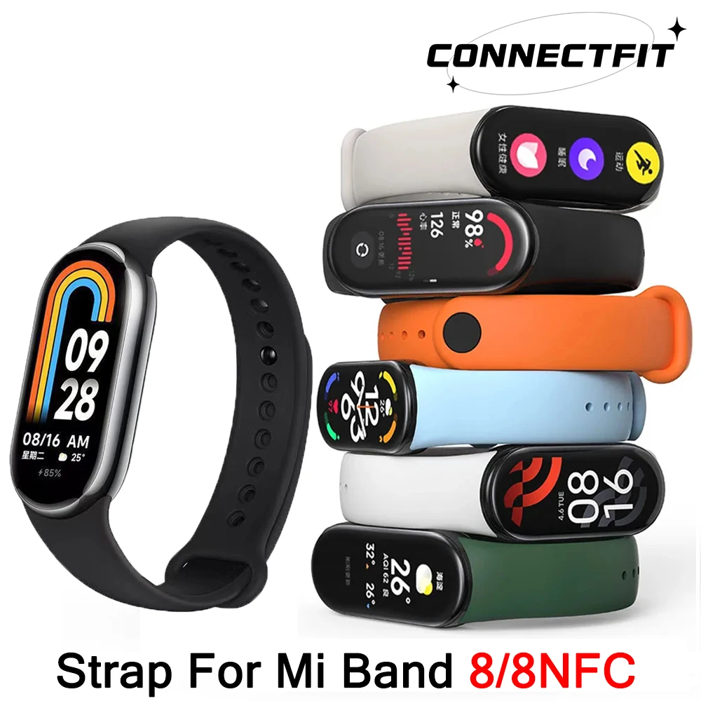 Silicone Strap for Mi Band 8 Bracelet Xiaomi 8 NFC Strap Silicone Sport Belt Smart Bracelet For Wristband Mi Band 8 Replacement