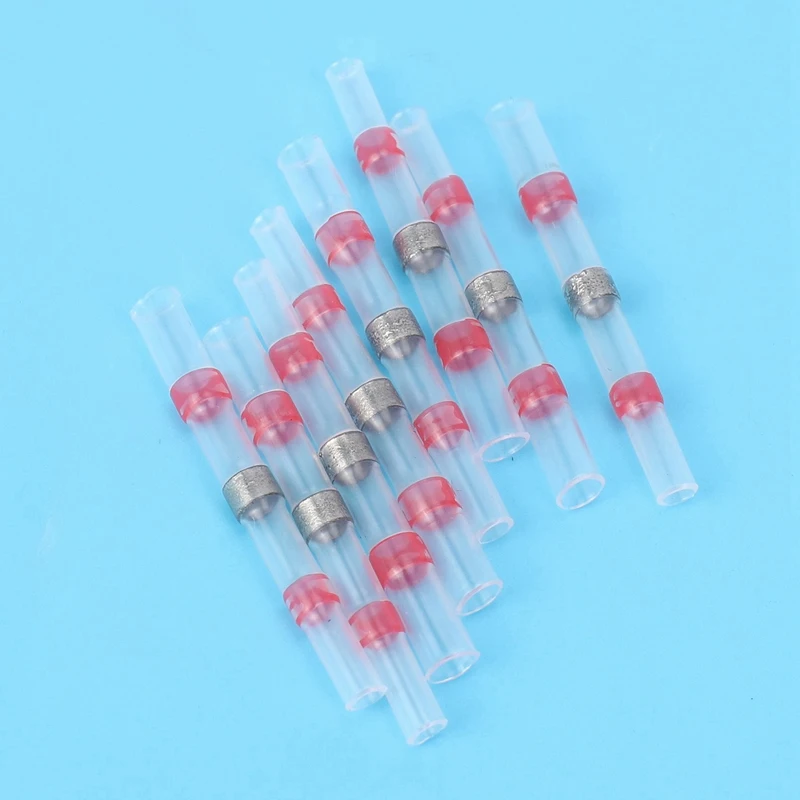 200Pcs Solder Seal Wire Connectors, Heat Shrink Butt Connector Waterproof Electrical Butt Terminals, 22-18 Awg, Red