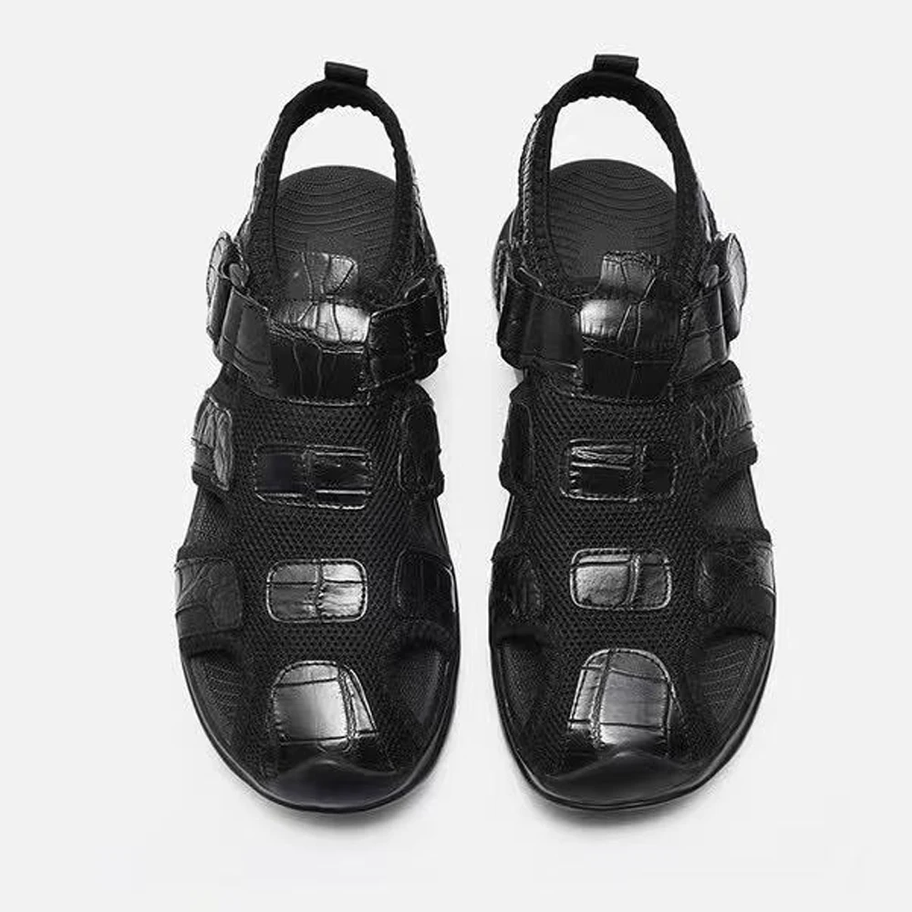 

Новые мужские сандалии Yinshang, мужские туфли под крокодиловую кожу, летняя обувь для отдыха, черная резиновая подошва