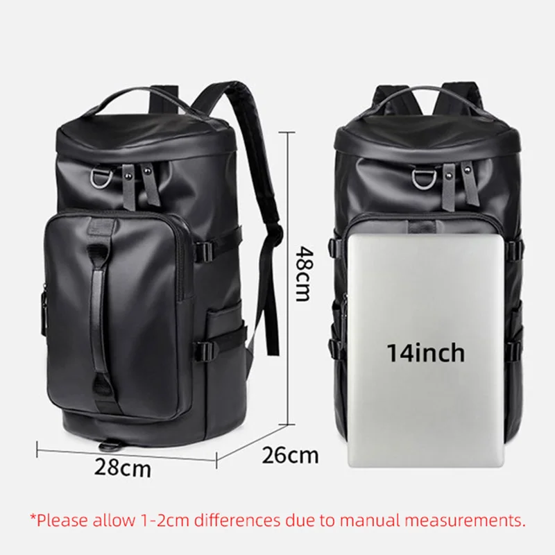 Gym Travel Backpack Versatile Faux Leather Bag for Men & Women Casual Outdoor Sports Shoulder Bags Fitness Weekender Duffel