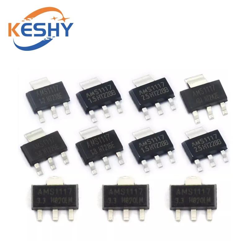 10PCS AMS1117-1.2V 1.5V 1.8V 2.5V 3.3V 5.0V ADJ Regulated ASM1117 Power Aupply IC Buck Chip SOT-223 SOT-89