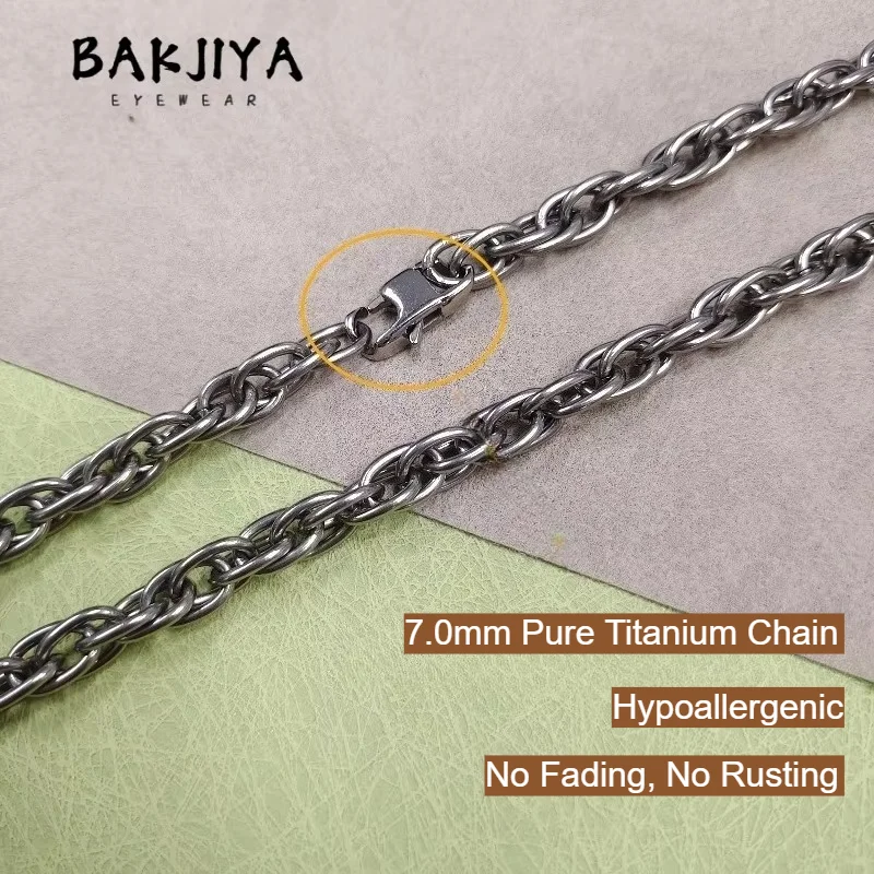New 7mm Pure Titanium Chain Twisted Necklace Bracelet Vintage Hip Hop Men Necklace | Hypoallergenic Anti Rust Skin Friendly Male