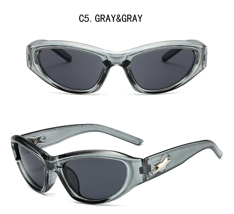 Stern Sonnenbrille für Frauen Männer Y2K Sport Punk Shades Marke Design Fünfzackigen Stern Uv400 Brillen Weibliche Brille – Detail 9