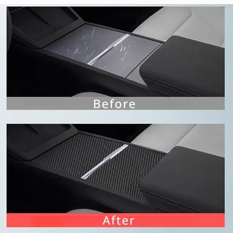 100% Real Carbon Fiber Central Control Panel Cover for Tesla Model Y Juniper/Model 3+ Highland Patch Sticker Car Accessories