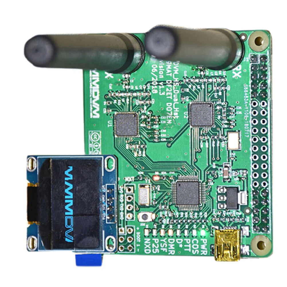 Revision 1.3 MMDVM-HS-Dual Hat Duplex Hotspot P25 DMR YSF MMDVM Duplex Hotspot Module Dual Hat with OLED&Antenna Support UHF VHF