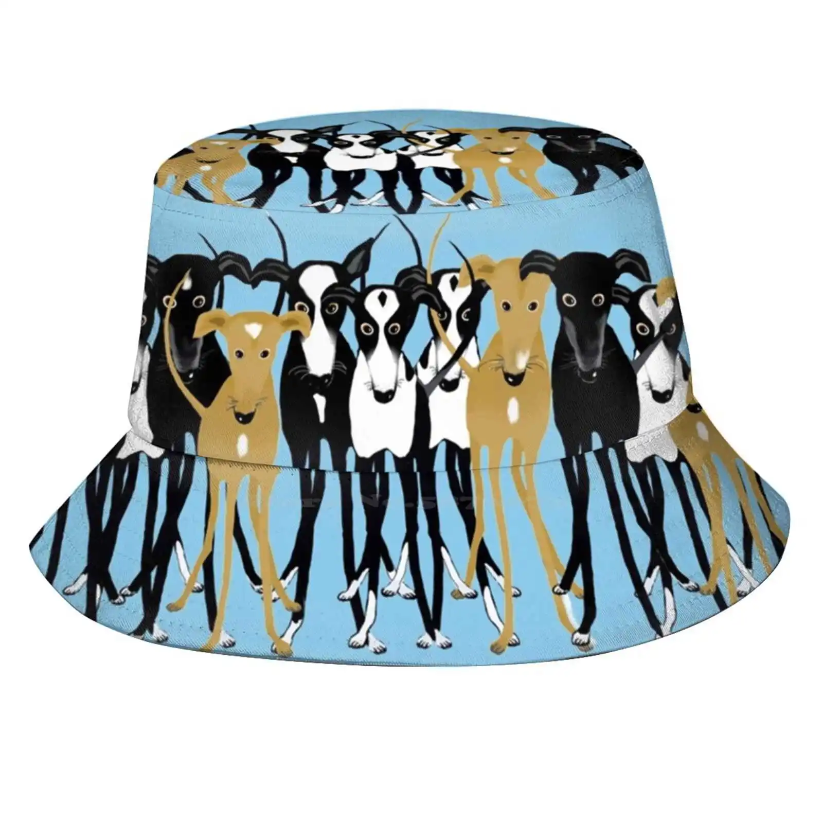 Greyhound Gathering Sun Cap Fisherman Hat Bucket Hats Greyhound Sighthound Wgw Welfare Rescue Lily Rex Portrait Dog Pet Retired