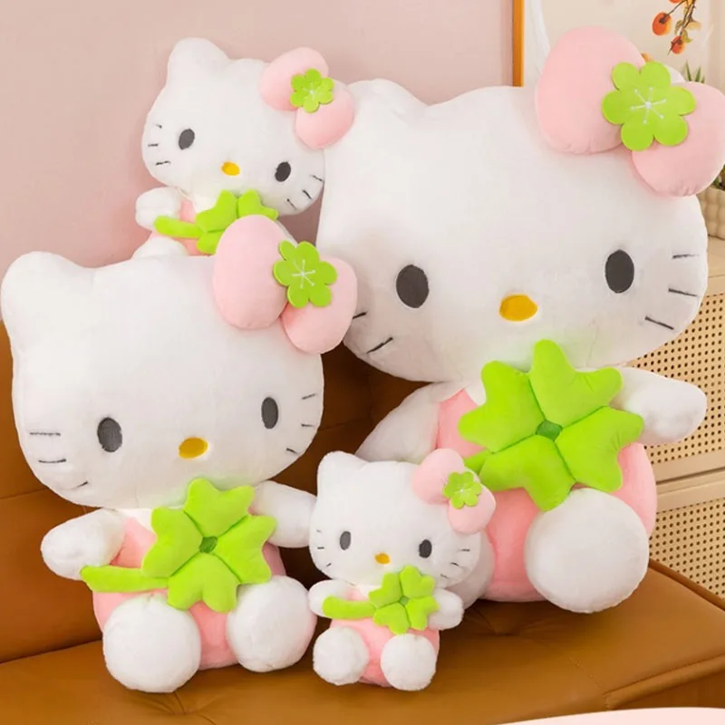 

Hello Kitty Lucky Four Leaf Clover Plush Toy Cute Stuffed Doll Soft Pillow Kawaii Plushie For Kids Girls Birthday Holiday Gift