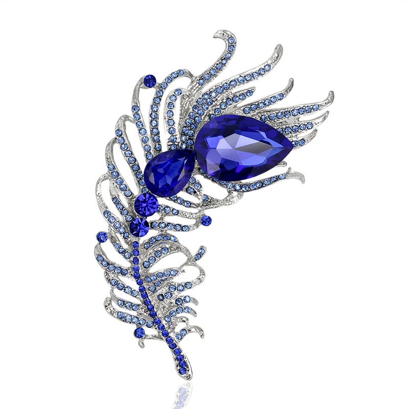 Large Size Vintage Luxury Multicolor Peacock Feather Brooch Advanced Crystal Rhinestones Brooches for Women Broche Femme Bijoux image 6