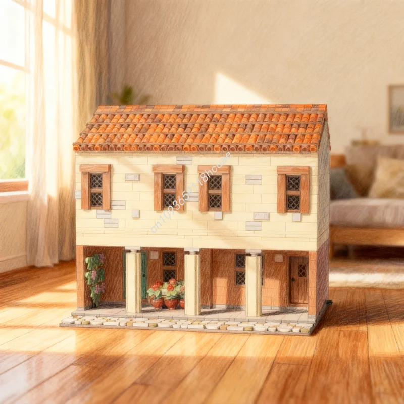 1613pcs MOC Italian Street Series Build No Interior Creator Model Building Blocks Architecture Toy Christmas Gifts Education