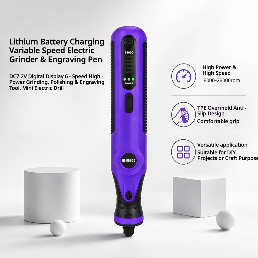 7.2V Cordless Electric Grinder Pen Type‑C Rechargeable 6 Speed Adjustable 8000‑28000RPM Polishing Engraving Grinding Tool