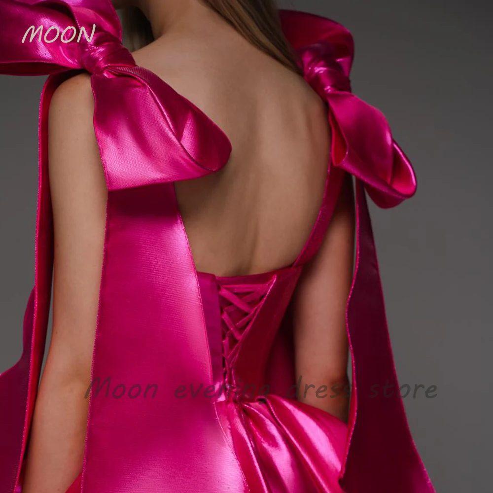 Moon Sweetheart Bow sleeveless skirt Pleated satin backless cocktail ball dress Girl graduation party formal evening dress