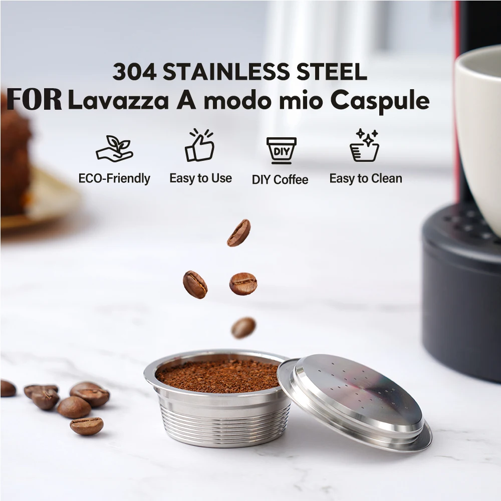 ICafilas 재사용 가능한 커피 캡슐, Lavazza a modo mio용 필터 바구니, 스테인레스 스틸 금속