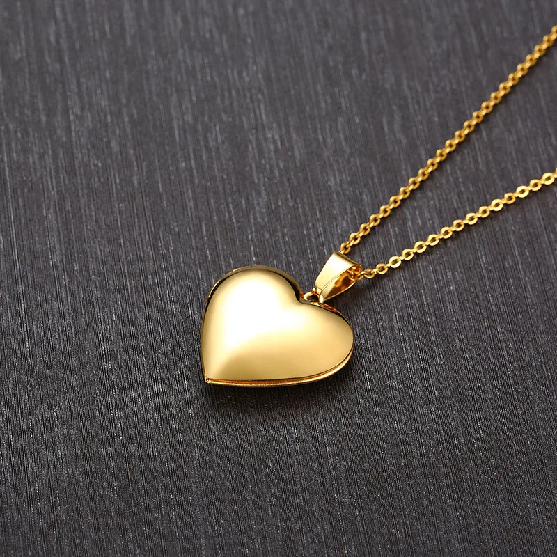 LETAPI Silver Color Heart Locket Pendants Necklace for Women Men Stainless Steel Openable Photo Frame Necklaces Gifts