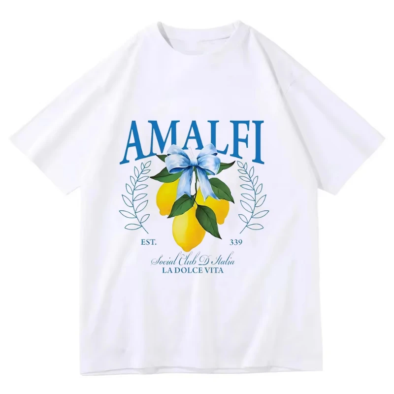 Fashion Amalfi Coast Lemon T-Shirt La Dolce Vita Aesthetic T Shirts Short Sleeve T-shirts Women T-shirt Unisex Women Clothing
