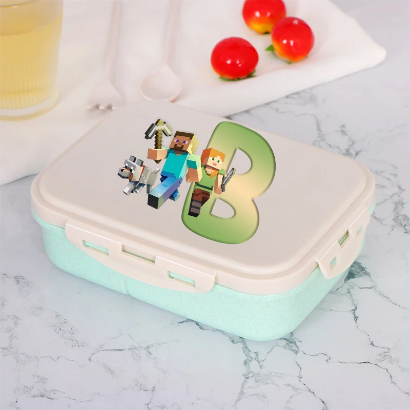 

Game Theme Letters A-Z Print Bento Box Minecrafted Lunch Box Portable Food Boxes Picnic Case Children Food Container Gifts New