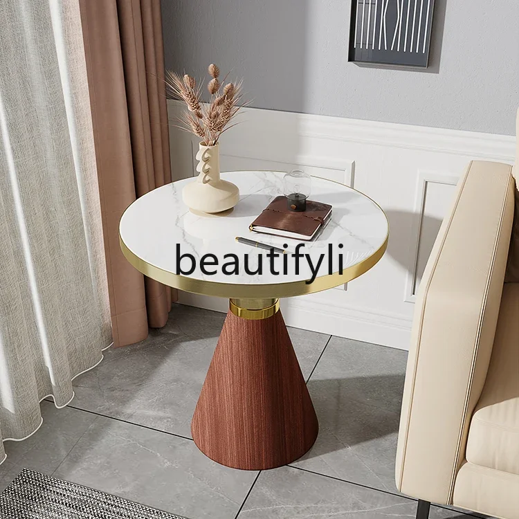 

Leisure round table negotiation table Italian sofa side cabinet rock slab round coffee table